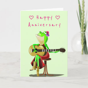 Funny Anniversary Card with Guitar Player Frog