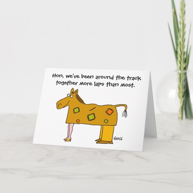 Funny Anniversary Horse Racing Theme Husband Wife Card (Front)