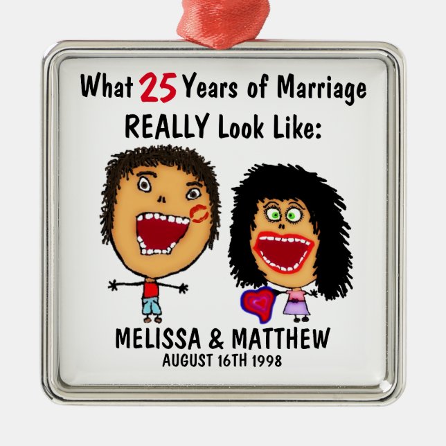 Funny Anniversary Quote with Cartoon Metal Tree Decoration (Front)