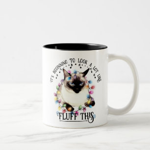 Funny, Annoyed Cat, Fluff This, Christmas Holiday Two-Tone Coffee Mug