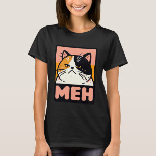 Funny Annoyed Cat Meh Sarcastic Rolling Eyes Kawai T-Shirt