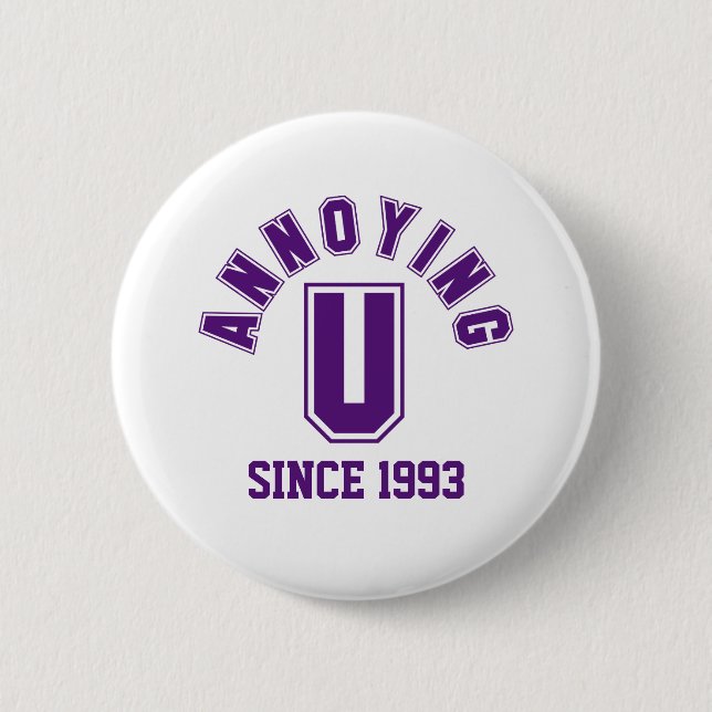 Funny Annoying You Button, Purple 6 Cm Round Badge (Front)