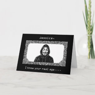 Funny Anonymous Cyber Hacker Custom Birthday Card