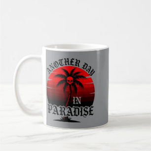 Funny Another Day In Paradise Retro Sunset Palm Coffee Mug