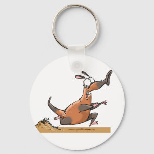 Funny Anteater Cartoon Quirky Running Animal  Key Ring