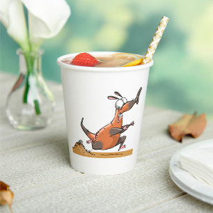 Funny Anteater Cartoon Quirky Running Animal  Paper Cups