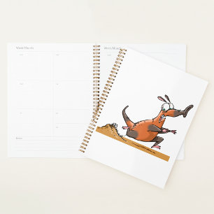 Funny Anteater Cartoon Quirky Running Animal  Planner