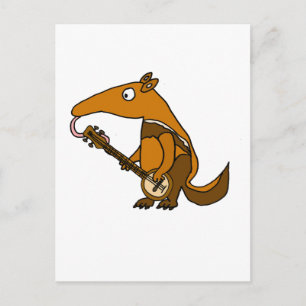 Funny Anteater Playing Banjo Music Postcard