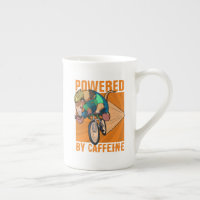 Funny Anteater Powered By Caffeine Cyclist Cartoon