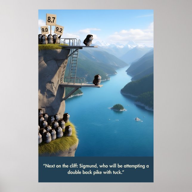 Funny Anthropomorphic Leaping Lemmings 3D Art  Poster (Front)