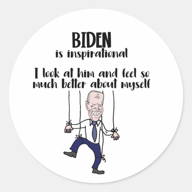 Funny anti Biden Puppet Inspirational Satire Classic Round Sticker (Front)