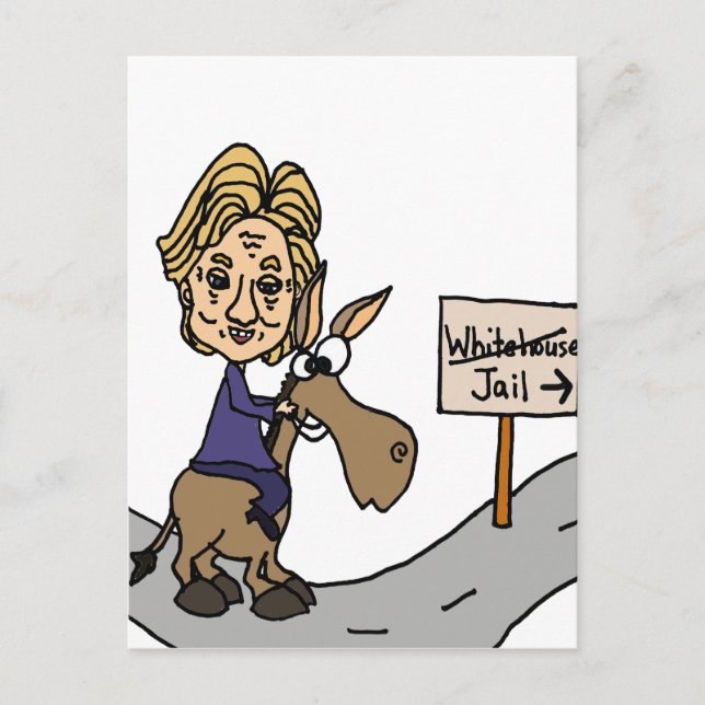 Funny Anti Hillary Political Cartoon Postcard (Front)