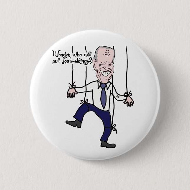 Funny Anti Joe Biden Puppet Political Cartoon 6 Cm Round Badge (Front)