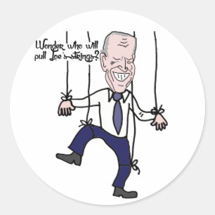 Funny Anti Joe Biden Puppet Political Cartoon Classic Round Sticker