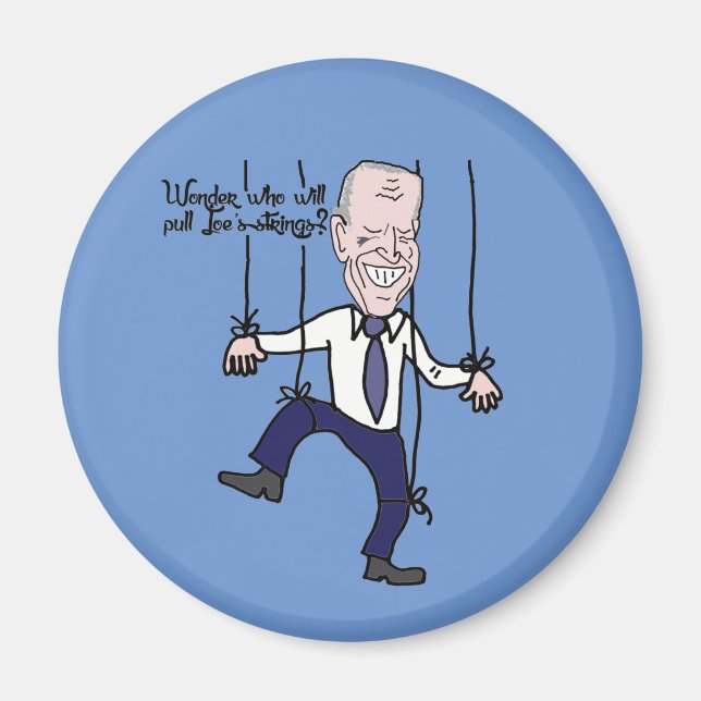 Funny Anti Joe Biden Puppet Political Cartoon Magnet (Front)