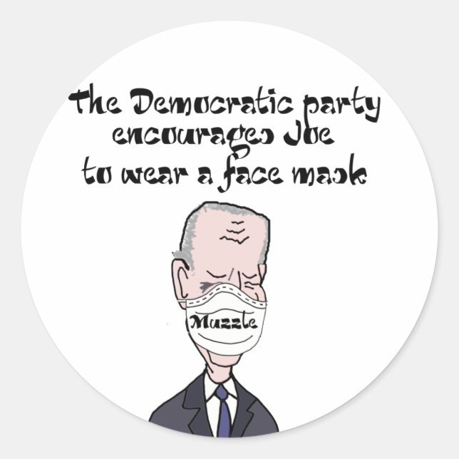 Funny anti Joe Biden wearing Mask Politics Classic Round Sticker (Front)