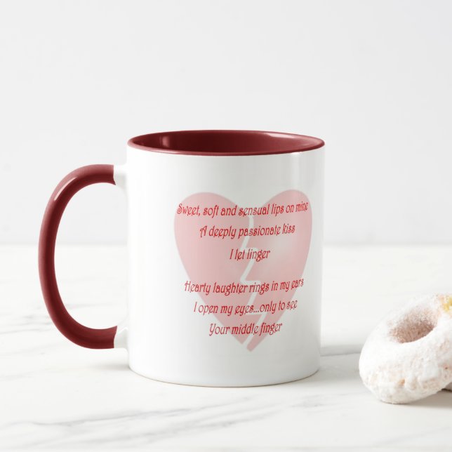 Funny Anti-Love Valentines Day Poem Coffee Mug (With Donut)