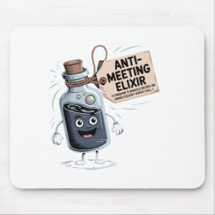 Funny Anti-Meeting Elixir Retro Cartoon Office H Mouse Mat