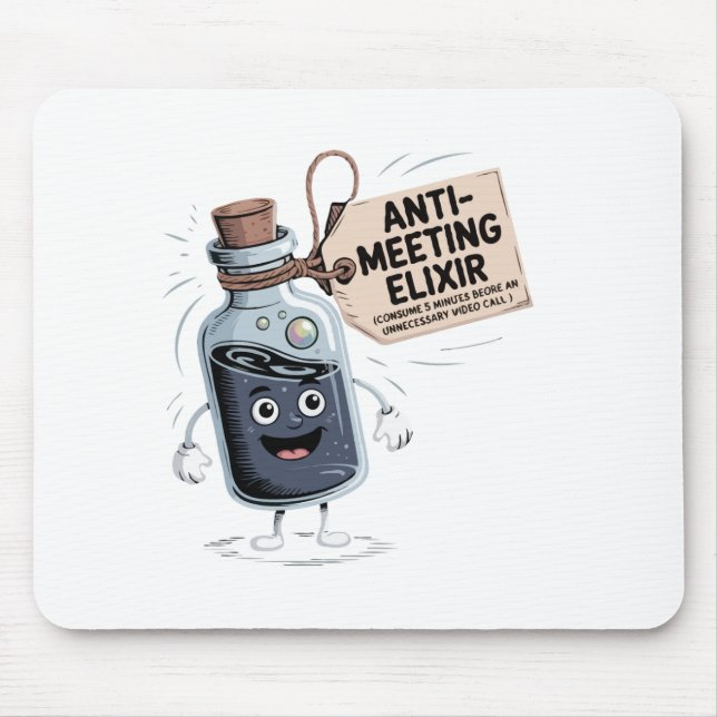 Funny Anti-Meeting Elixir | Retro Cartoon Office H Mouse Mat (Front)