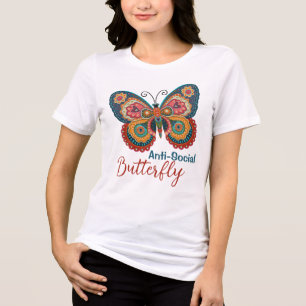 Funny Anti-Social Butterfly Colourful Inspirivity Tri-Blend Shirt