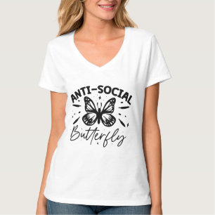 Funny anti social butterfly word art T-Shirt