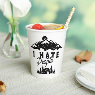 Funny Anti-Social Camping I Hate People Paper Cups