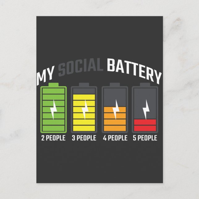 Funny Anti Social Introvert Low Social Battery Postcard (Front)