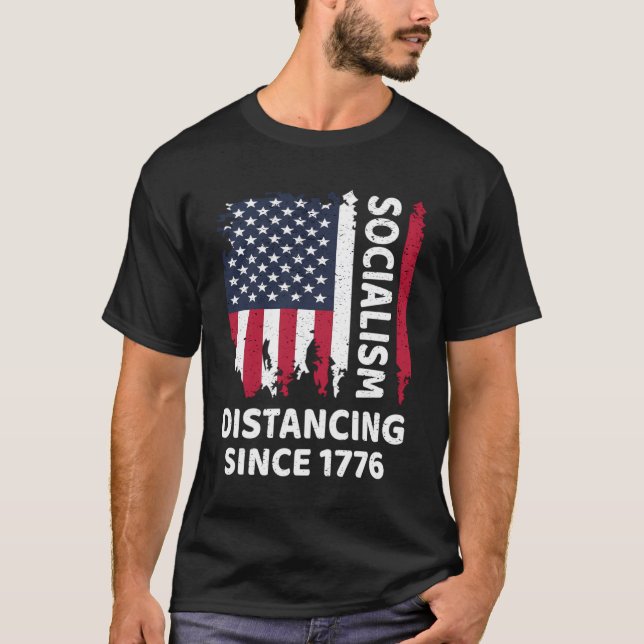 Funny Anti Socialism Socialism Distancing Since 17 T-Shirt (Front)
