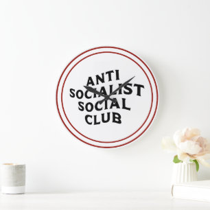 Funny Anti Socialist Social Club Socialism Large Clock
