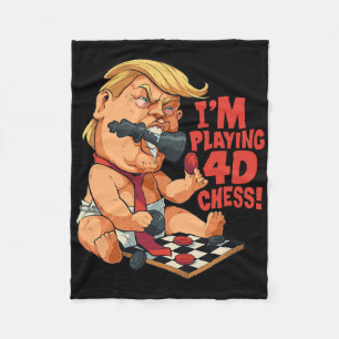 Funny Anti-trump By 4d Chess Parody Funny Anti-tru Fleece Blanket