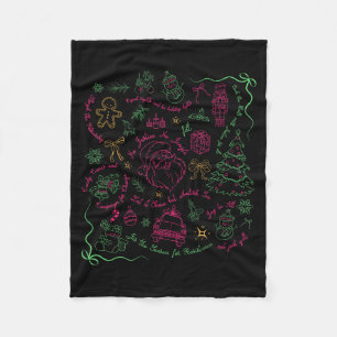 Funny Anti Trump Christmas Doodles Coquette Women Fleece Blanket