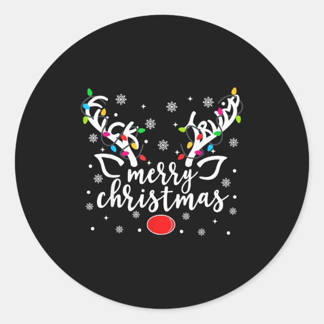 Funny Anti Trump Christmas Reindeer Funny Feminist Classic Round Sticker (Front)