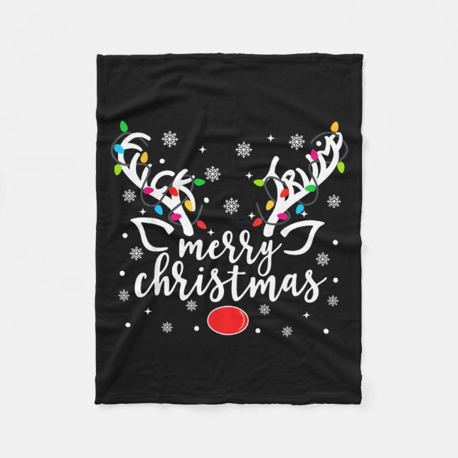 Funny Anti Trump Christmas Reindeer Funny Feminist Fleece Blanket (Front)
