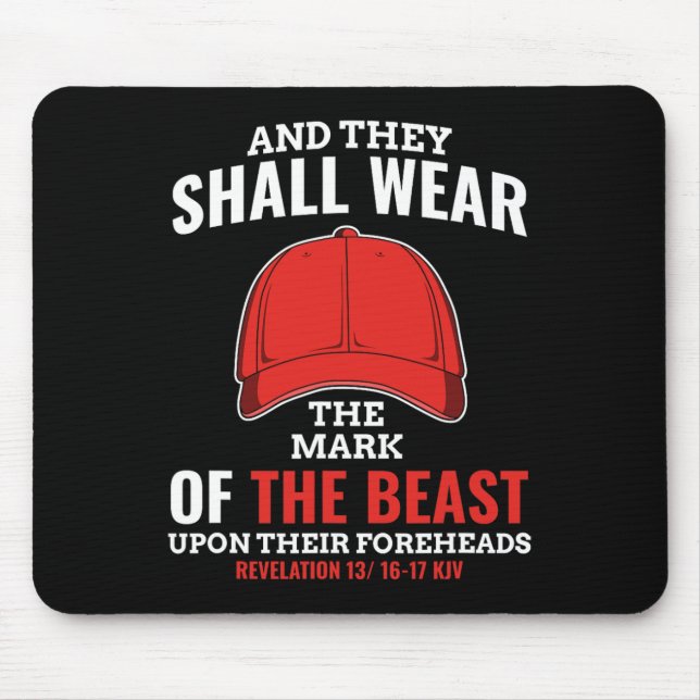 Funny Anti Trump Mark Of The Beast Red Hat Liberal Mouse Mat (Front)