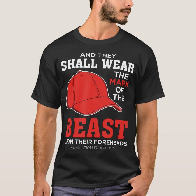 Funny Anti Trump Mark Of The Beast Red Hat T-Shirt (Front)