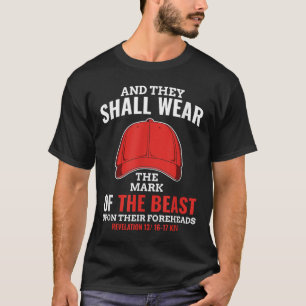 Funny Anti Trump Mark Of The Beast Red Hat T-Shirt