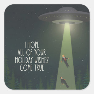 Funny Anti-Trump UFO take our leaders Alien Square Sticker