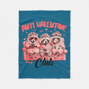 Funny Anti Valentine Club Raccoon Heart Happy Vale Fleece Blanket