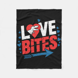 Funny Anti Valentine Day Dinosaur Love Bites Boys Fleece Blanket