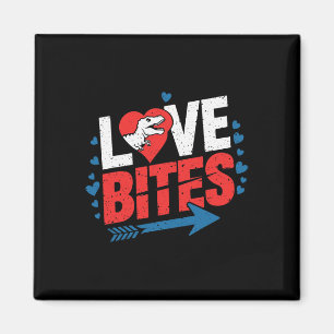 Funny Anti Valentine Day Dinosaur Love Bites Boys  Magnet
