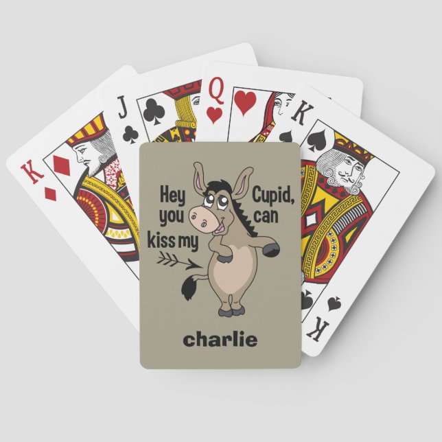 Funny Anti-Valentine Donkey custom playing cards (Back)