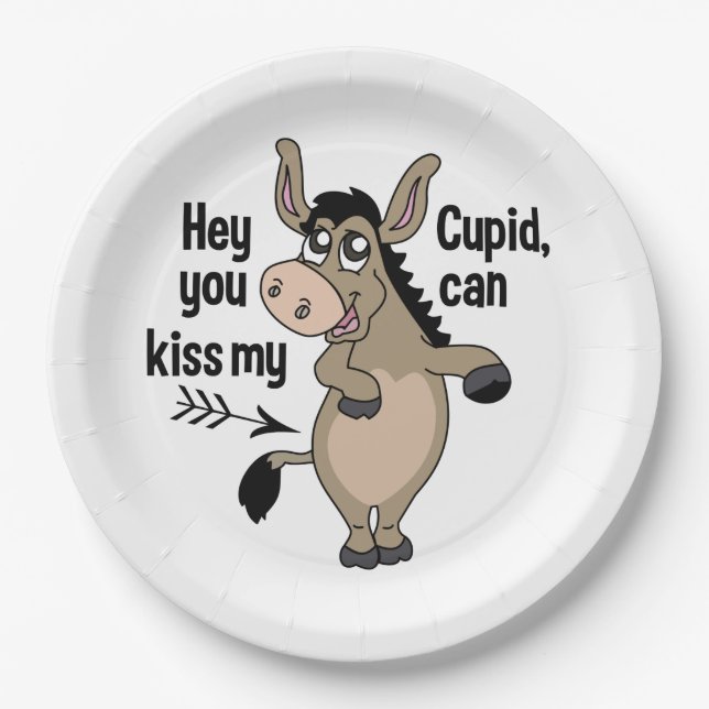 Funny Anti-Valentine Donkey paper plates (Front)
