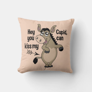 Funny Anti-Valentine Donkey throw pillow