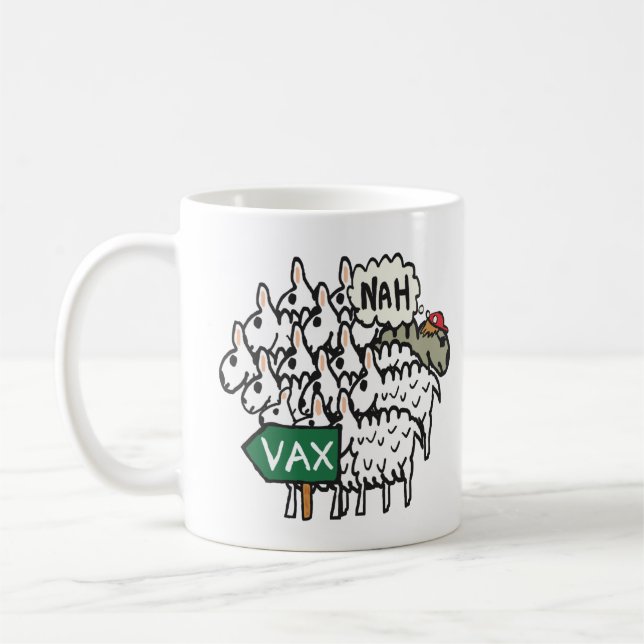 Funny Anti Vax Sheep Coffee Mug (Left)