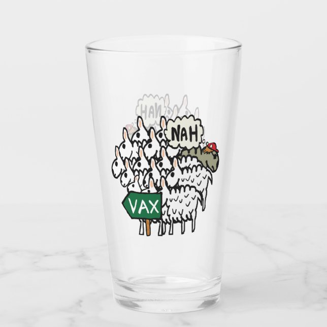 Funny Anti Vax Sheep Glass (Front)