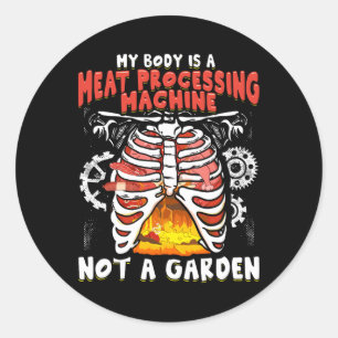 Funny Anti Vegan Meat Eater Funny Meat Lover Bbq C Classic Round Sticker