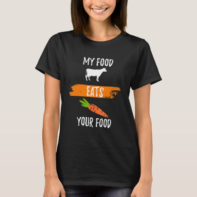 Funny Anti Vegan Vegetarian Design My Food Eats Yo T-Shirt (Front)