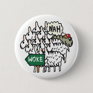 Funny Anti Woke Sheep 6 Cm Round Badge