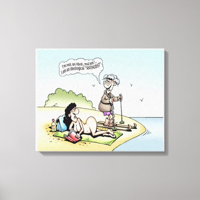 Funny "Antinudist" Canvas Print (Front)