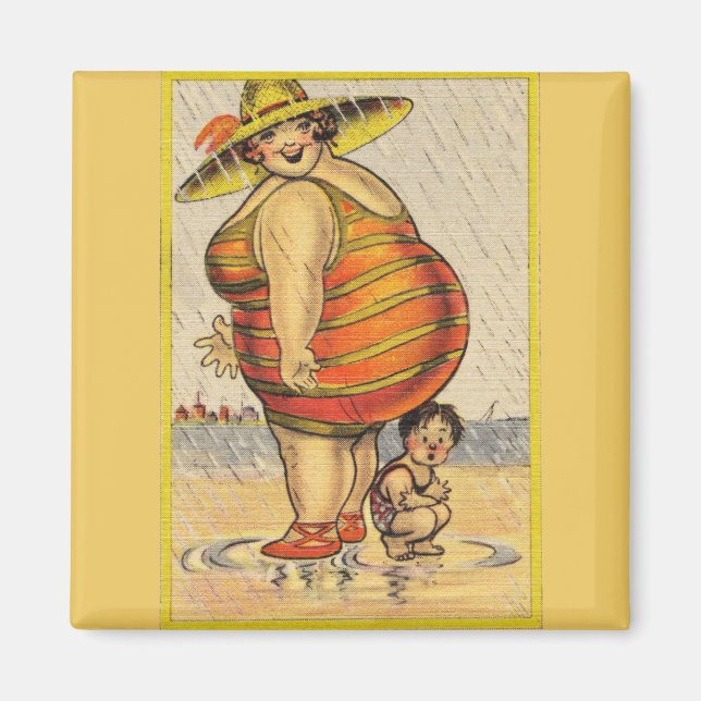 Funny Antique Couple on Beach Oddity Magnet (Front)